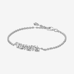 PANDORA Sparkling Endless Hearts Chain Bracelet (Sterling Silver, Zirconia) - Vòng/ lắc tay bạc 925, đính đá CZ trắng, hình tim