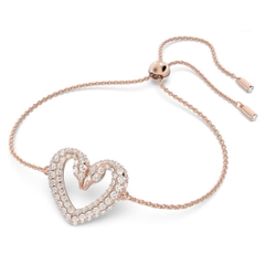 SWAROVSKI Una bracelet (Heart, Medium, White, Rose gold-tone plated) - Vòng/lắc tay hình tim, màu hồng vàng - SWAROVSKI - JEWELRY