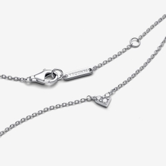 PANDORA Triple Stone Heart Collier Necklace (Sterling Silver) - Dây cổ, chuyền bạc 925, đá CZ trắng, hình tim (maximum 45cm) - JEWELRY NECKLACE