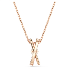 SWAROVSKI Hyperbola pendant (Mixed cuts, Twist, White, Rose gold-tone plated) - Dây cổ, dây chuyền, mặt xoắn chéo, pha lê trắng - JEWELRY NECKLACE