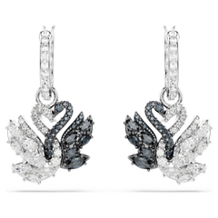 SWAROVSKI Swan drop earrings (Black, Mixed metal finish) - Khuyên tai, cặp đôi thiên nga trắng và đen - JEWERY