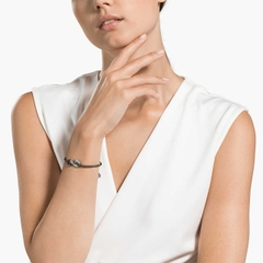 SWAROVSKI Crystal Power Collection Hook Bracelet, Black, Rhodium - Vòng/lắc tay pha lê trắng, dây dù thắt màu đen - JEWELRY