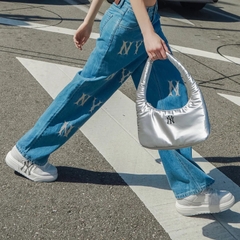 Giày MLB Chunky Liner Denim Classic Monogram New York Yankees Grey