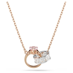 SWAROVSKI Connexus pendant (Pink Heart ring & Round, Mixed metal finish) - Dây cổ, chuyền, trái tim hồng..