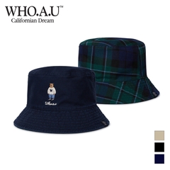 Mũ WHOAU Steve Reversible Bucket Hat Beige/Black/Navy - Mũ vành tròn be/đen/xanh đen, đội được 2 mặt