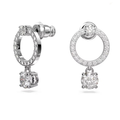 SWAROVSKI Constella hoop earrings (Round cut, White, Rhodium plated) - Khuyên tai pha lê trắng, vòng tròn - JEWELRY