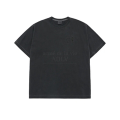ADLV APPLIQUE LOGO PIGMENT TSHIRT CHARCOAL - Áo thun cổ tròn tay lỡ màu than chì
