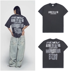 ÁO ADLV CRAYON DRAWING CHARCOAL T-SHIRT - Áo thun cổ tròn tay lỡ, màu than chì