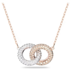 SWAROVSKI Dextera necklace (Intertwined circles, White, Rose gold-tone plated) - Dây cổ, dây chuyền lồng tròn pha lê vàng hồng, trắng - JEWELRY NECKLACE