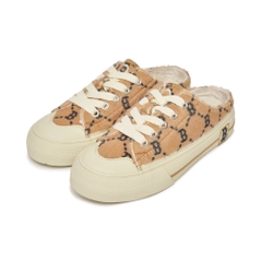 Giày MLB Mule Playball Fur Diamond Monogram Boston Red Sox Beige