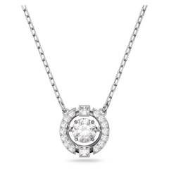 SWAROVSKI Sparkling Dance necklace (Round cut, White, Rhodium plated) - Dây chuyền pha lê trắng chuyển động - JEWELRY NECKLACE