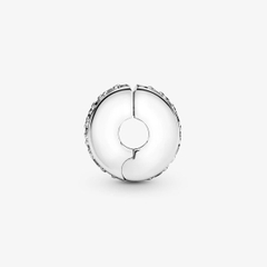 PANDORA Clear Pavé Clip Charm (Silver Sterling, Zircona) - Hạt trang trí vòng tay hình tròn, chốt bấm chặn, bạc 925, CZ trắng - JEWELRY