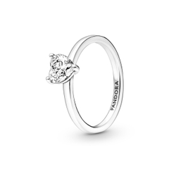 PANDORA Sparkling Heart Solitare Ring (Silver Sterling, Clear Zirconia) - Nhẫn hình trái tim lấp lánh, bạc 925, đá CZ trắng trong suốt - RINGS JEWELRY
