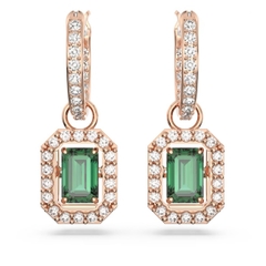 SWAROVSKI Millenia drop earrings (Octagon cut, Green, Rose gold-tone plated) - Khuyên tai đá pha lê xanh chuyển động - SWAROVSKI - JEWELRY