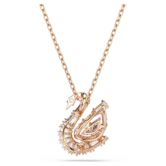SWAROVSKI Swan pendant (Mixed cuts, Swan, Pink) - Dây cổ, chuyền, đính đá pha lê hồng, thiên nga - JEWELRY NECKLACE