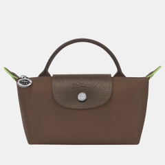 MINI SIZE - TÚI LONGCHAMP LE PLIAGE GREEN POUCH WITH HANDLE - TERRA - Recycled Canvas - Túi xách màu nâu đất