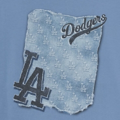MLB Denim-like monotiv overfit functional short-sleeve T-shirt LA Dodgers Blue - Áo thun cổ tròn, tay lở màu xanh