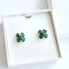 SWAROVSKI Idyllia stud earrings (Clover, Green, Gold-tone plated) - KHUYÊN TAI CỎ BỐN LÁ - SWAROVSKI - JEWELRY