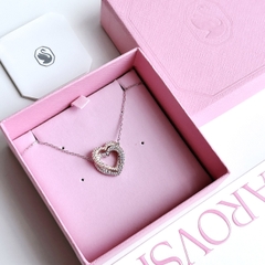 SWAROVSKI Hyperbola necklace (Heart, White, Mixed metal finish) - Dây cổ, dây chuyền hình trái tim đôi - JEWELRY NECKLACE
