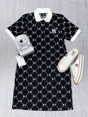 Váy MLB Women's Diamond Monogram New York Yankees DRESS POLO BLACK