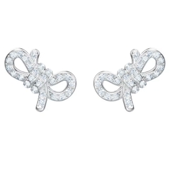 SWAROVSKI Lifelong Bow stud earrings (Bow, White, Rhodium plated) - Khuyên tai pha lê hình nơ trắng - JEWERY