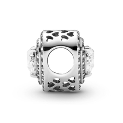 CHÍNH HÃNG - PANDORA Sparkling Levelled Hearts Charm (14K Rosegold plated / Silver Sterling 925, Zircona) Hạt trang trí vòng tay hình trái tim