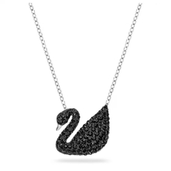 SWAROVSKI Iconic Swan pendant (Medium, Black, Rhodium plated) - Dây cổ, dây chuyền thiên nga đen, dây trắng - JEWELRY NECKLACE