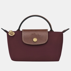 MINI SIZE - TÚI LONGCHAMP LE PLIAGE ORIGINAL POUCH WITH HANDLE - BURGUNDY - Recycled Canvas - Túi xách màu đỏ đô