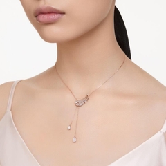 SWAROVSKI Nice Y pendant (Feather, White, Rose gold-tone plated) - Dây cổ, dây chuyền lông vũ hồng vàng dáng thả dài - SWAROVSKI - JEWELRY NECKLACE