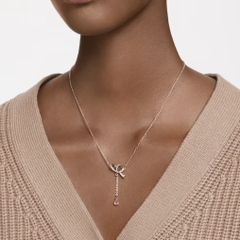 SWAROVSKI Volta Y pendant (Bow, Pink, Rose gold-tone plated) - Dây cổ, dây chuyền hoạ tiết nơ dài - JEWELRY NECKLACE