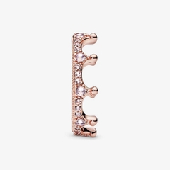 PANDORA Pink Sparkling Crown Ring (Rose-gold 14k plated, Pink Crystal) - Nhẫn mạ vàng hồng 14k, hình vương miệng lấp lánh, đá pha lê hồng - RINGS JEWELRY