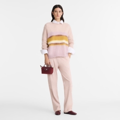 CHÍNH HÃNG - MINI SIZE - TÚI LONGCHAMP LE PLIAGE GREEN POUCH WITH HANDLE - GRENADE - Túi xách màu đỏ lựu