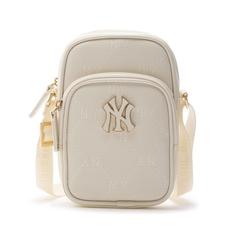 Túi MLB PU Diamond Monogram New York Yankees Cross Bag 7ACRMDD4N-50CRS Màu Trắng Kem
