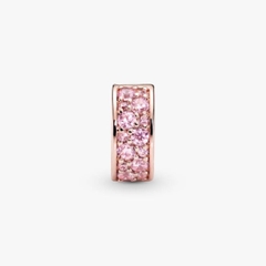 CHÍNH HÃNG - PANDORA Clear Pavé Clip Charm (14K Rosegold plated, Zircona) - Hạt trang trí vòng tay, chốt bấm, hỗn hợp kim loại mạ vàng hồng 14k