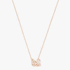 SWAROVSKI Facet Swan Pierced necklace (White&Black, Rose-gold tone plated) - Dây cổ, dây chuyền thiên nga đeo 2 mặt trắng và đen - JEWELRY NECKLACE