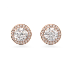 SWAROVSKI Una Angelic stud earrings (Round cut, Pavé, White, Rose gold-tone) - Khuyên tai, pha lê trắng - JEWERY