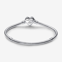 PANDORA Moments Snake Chain Bracelet (Infinity Heart Clasp, Silver Sterling) - Vòng/lắc tay bạc 925, khoá tim vô cực, dáng mềm - JEWELRY BRACELET