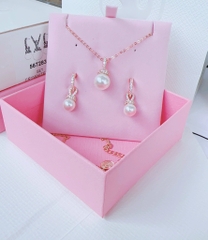 SWAROVSKI Originally set (White, Rose gold-tone plated) - EARRINGS & NECKLACE - Khuyên tai + dây cổ, pha lê ngọc trai - JEWELRY