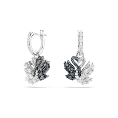 SWAROVSKI Swan drop earrings (Black, Mixed metal finish) - Khuyên tai, cặp đôi thiên nga trắng và đen - JEWERY