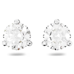 SWAROVSKI Stilla stud earrings 0,6cm (Round cut, White, Rhodium plated) - Khuyên tai pha lê trắng, hạt tròn - JEWERY