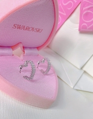 SWAROVSKI Matrix hoop earrings (Heart, Small, White, Rhodium plated) - KHUYÊN TAI HÌNH TRÁI TIM - SWAROVSKI - JEWELRY