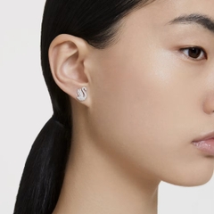 SWAROVSKI Swan stud earrings (Swan, White, Rhodium plated) - Khuyên tai thiên nga trắng - JEWERY