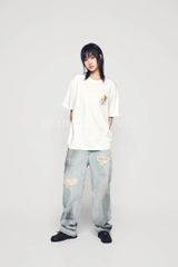 ÁO ADLV BEACH BEAR SHORT SLEEVE T-SHIRT CREAM - Áo thun cổ tròn tay lỡ màu trắng kem