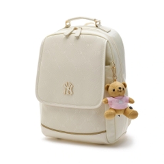 MLB DIA MONOGAM EMBOSSED SCHOOLBAG WHITE SET (BACKPACK + TOTE CROSSBODY BAG) (SET GỒM BALO + TÚI XÁCH ĐI KÈM)