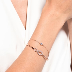 SWAROVSKI Infinity Bangle (White, Rose-gold tone plated) - Vòng/lắc tay vô cực, tình yêu vĩnh cửu, màu vàng hồng - JEWELRY BRACELET