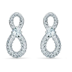 SWAROVSKI Hyperbola earrings (Infinity, White, Rhodium plated) - Khuyên tai, hình vô cực vĩnh cửu, màu trắng- JEWERY