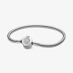Pandora Moments Snake Chain Bracelet (Crown O Clasp, Silver Sterling) - Vòng/lắc tay bạc 925, khoá tim vương miệng, dáng mềm - JEWELRY BRACELET