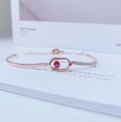 SWAROVSKI Sparkling Dance bracelet (Round cut, Oval shape, Red, Rose gold-tone plated) - Vòng/lắc tay pha lê đỏ chuyển động - JEWELRY