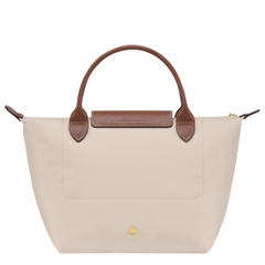 SMALL SIZE - TÚI LONGCHAMP LE PLIAGE ORIGINAL POUCH WITH HANDLE - Paper - Recycled Canvas - Túi xách màu be, quai nắp nâu
