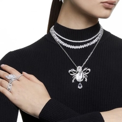 CHÍNH HÃNG - Matrix Tennis necklace (Round cut, White, Rhodium plated) - Dây cổ, chuyền pha lê trắng (0,4mm) (M-41cm) - JEWELRY